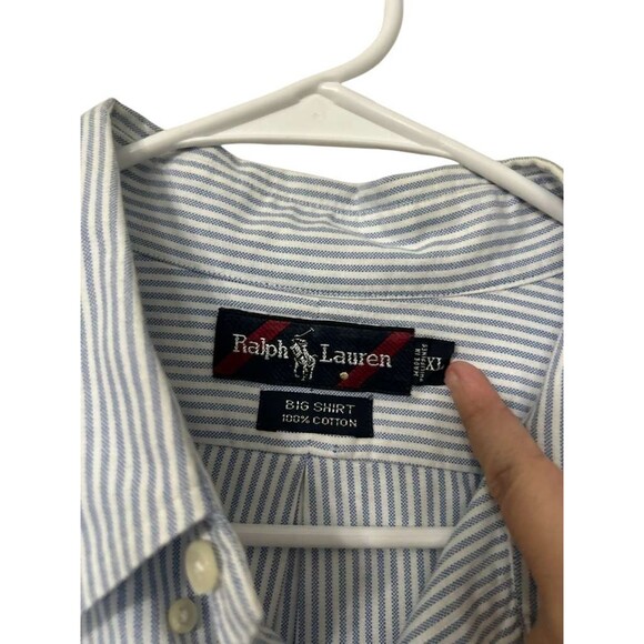 Ralph Lauren Striped Classic XL Men Blue White Polo Long Sleeves - Picture 3 of 4
